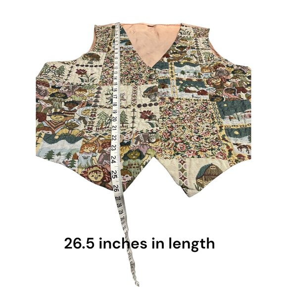 Vintage Mustang Tapestry Vest Womens Patchwork Quilted Folk Art Style - Picture 5 of 7